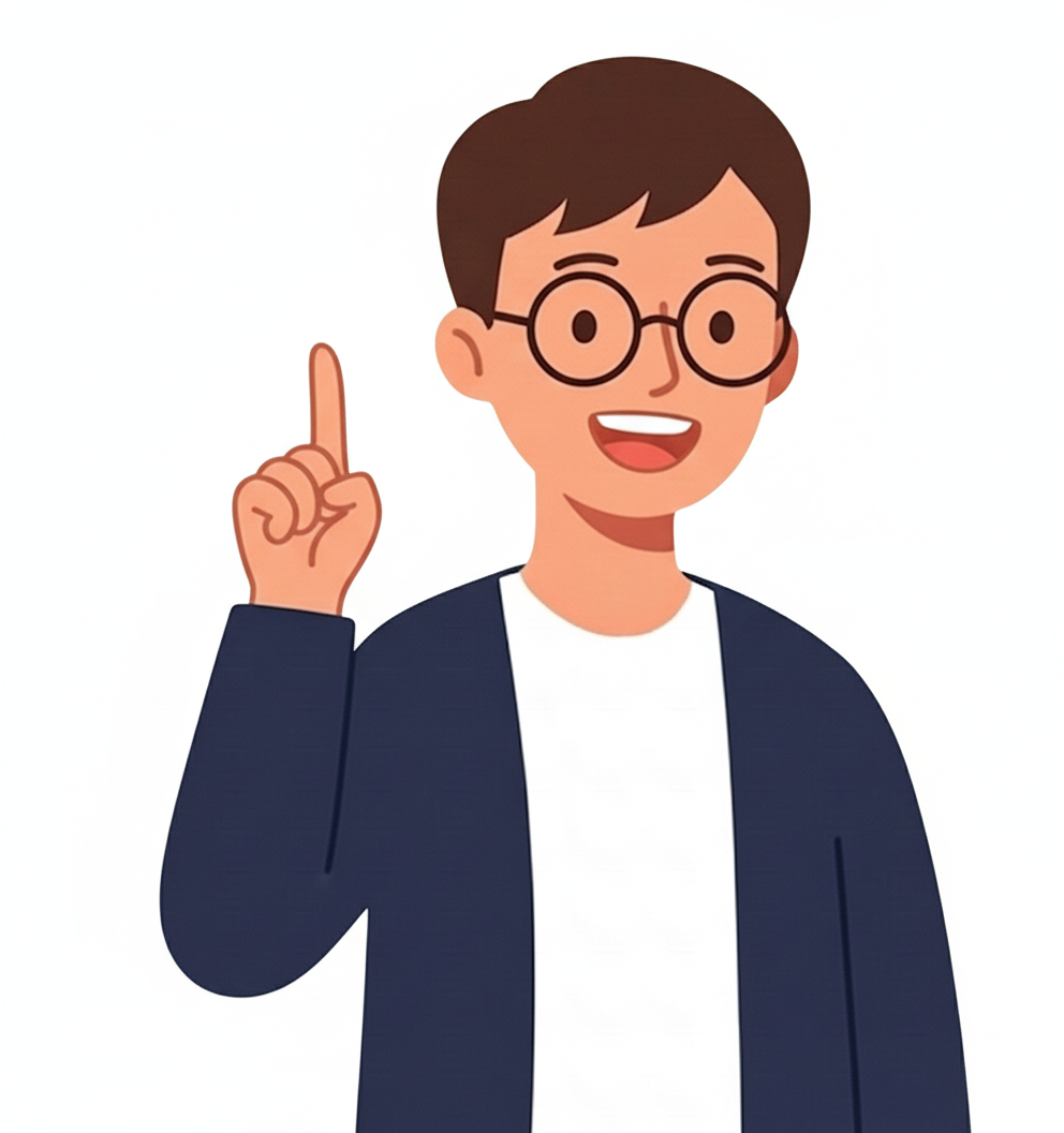 ここがポイントと指差すキャラクター